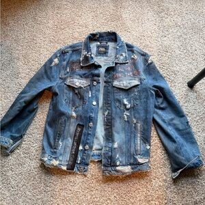 Zara Blue Denim Jacket with Distressed Details